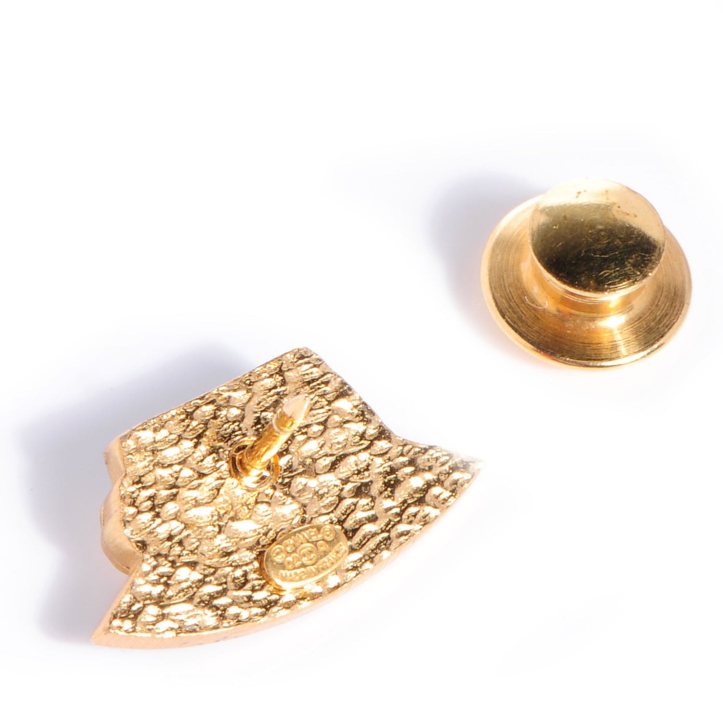 Enamel Pearl Camellia Hat Brooch Gold