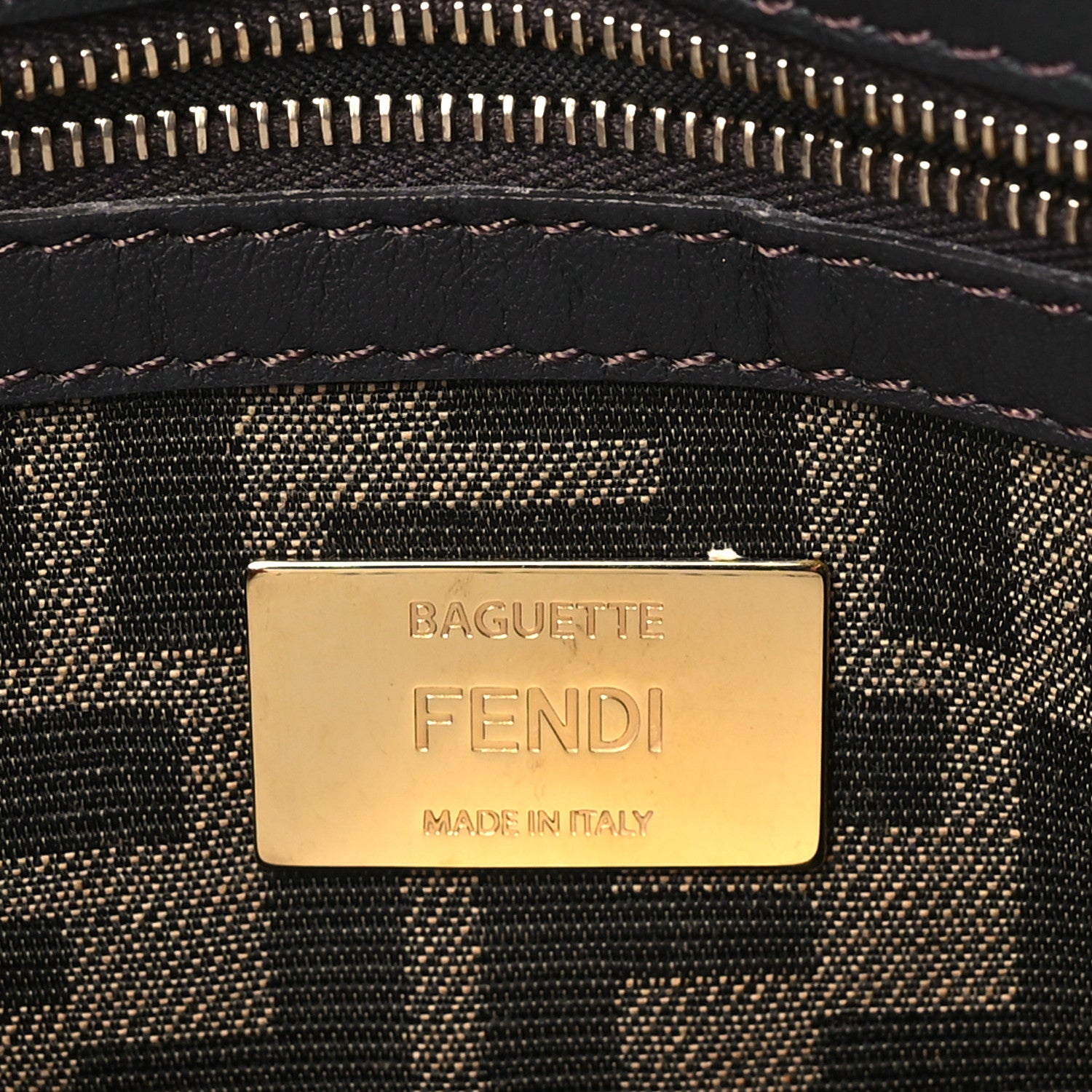 Fendi Fabric Jacquard FF 1974 Medium Baguette Tobacco Moro Black 6 of 9