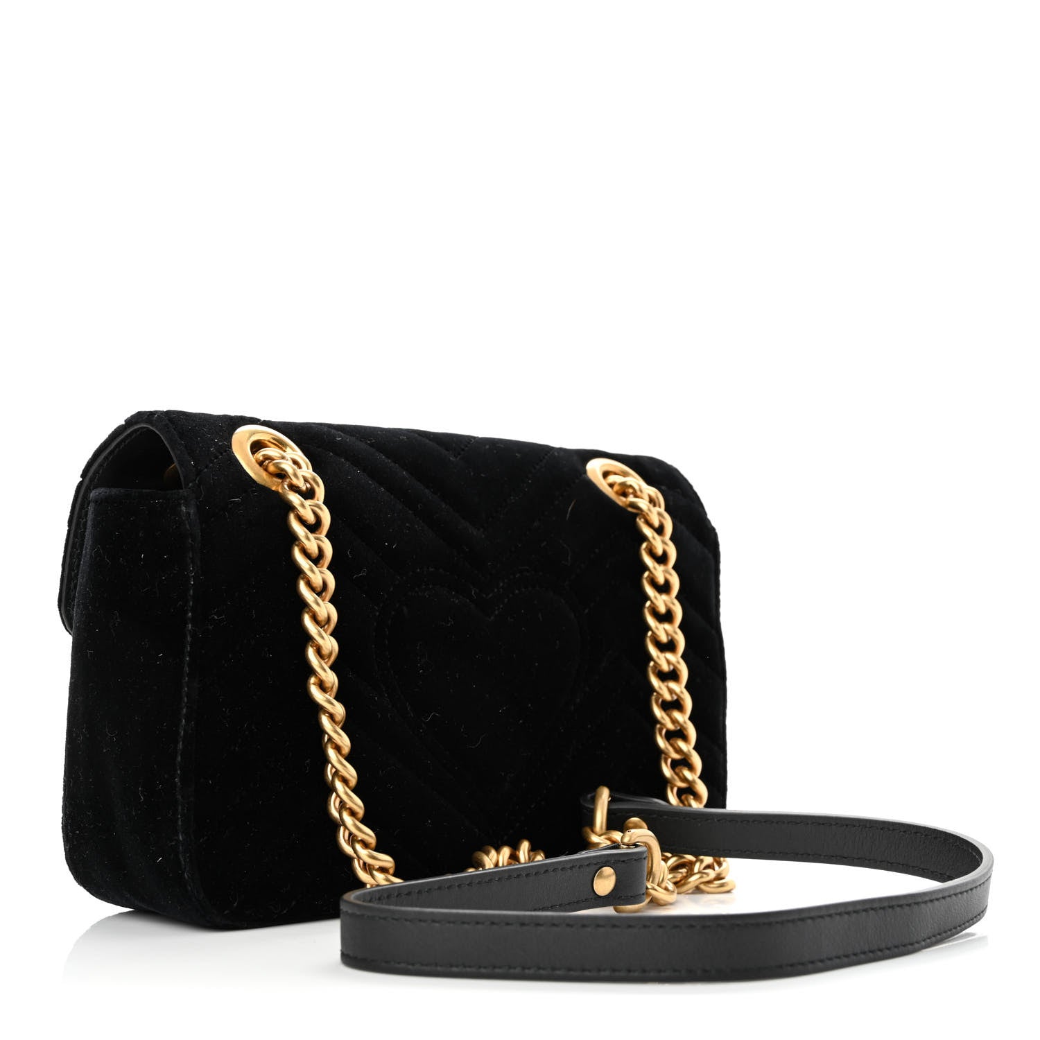 Gucci Velvet Matelasse Mini GG Marmont Shoulder Bag Black 3 of 10