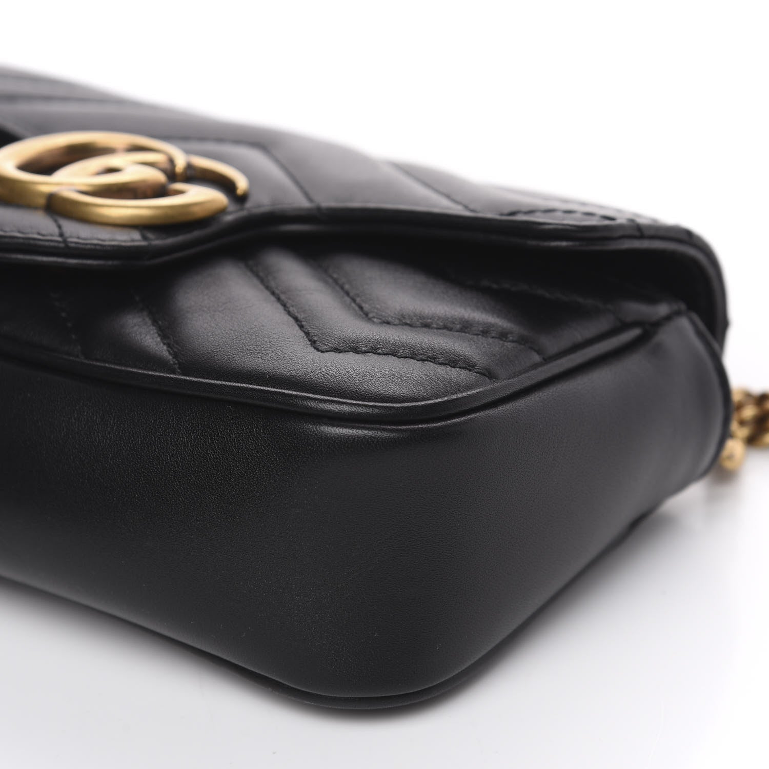 Gucci Calfskin Matelasse Super Mini GG Marmont Shoulder Bag Black 9 of 12