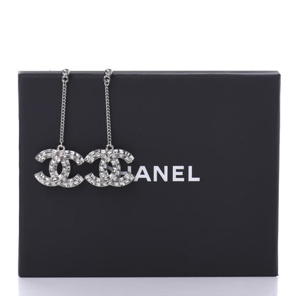 Chanel Baguette Crystal CC Drop Earrings Silver 5 of 5
