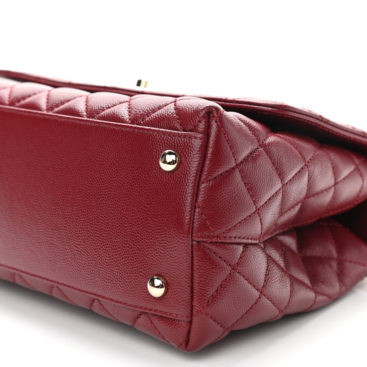 Caviar Lizard Embossed Quilted Small Coco Handle Flap Burgundy