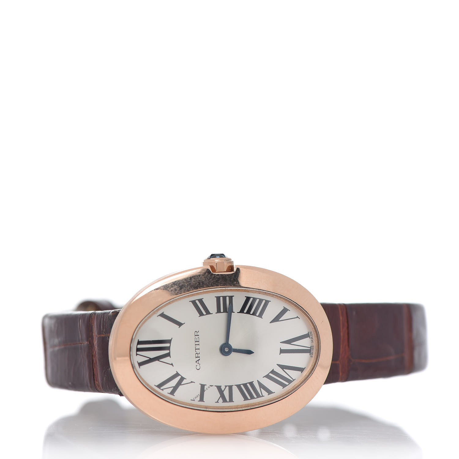 Cartier 18K Pink Gold Alligator 24mm Baignoire Quartz Watch Brown 3 of 12