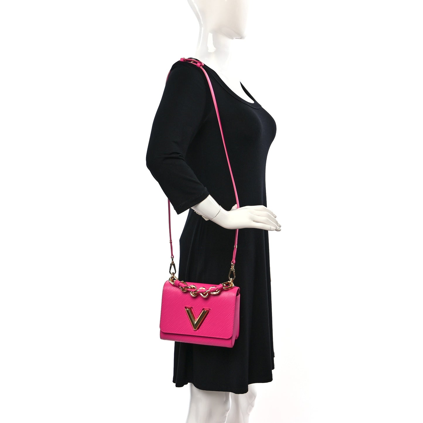 Epi Twist Braided Chain Shoulder Bag PM Rose Miami Pink