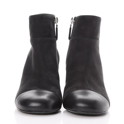 Chanel Suede CC Cap Toe Ankle Booties Boots 36 Black 2 of 11