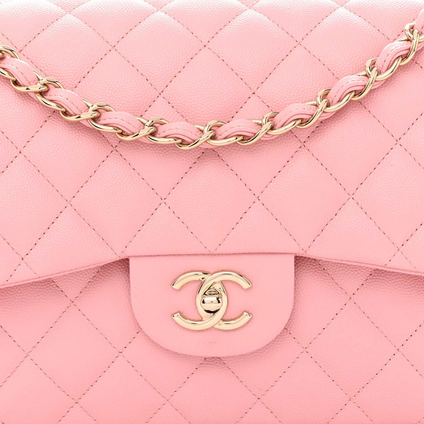 Caviar Quilted Jumbo Double Flap Pink