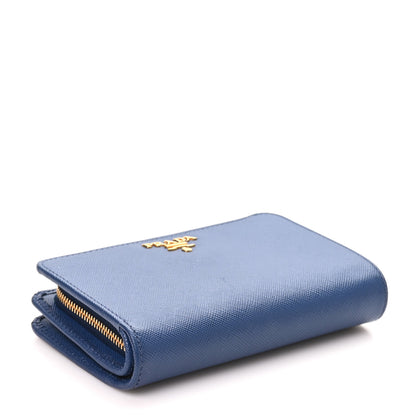 Prada Saffiano Metal Compact Wallet Bluette 4 of 9