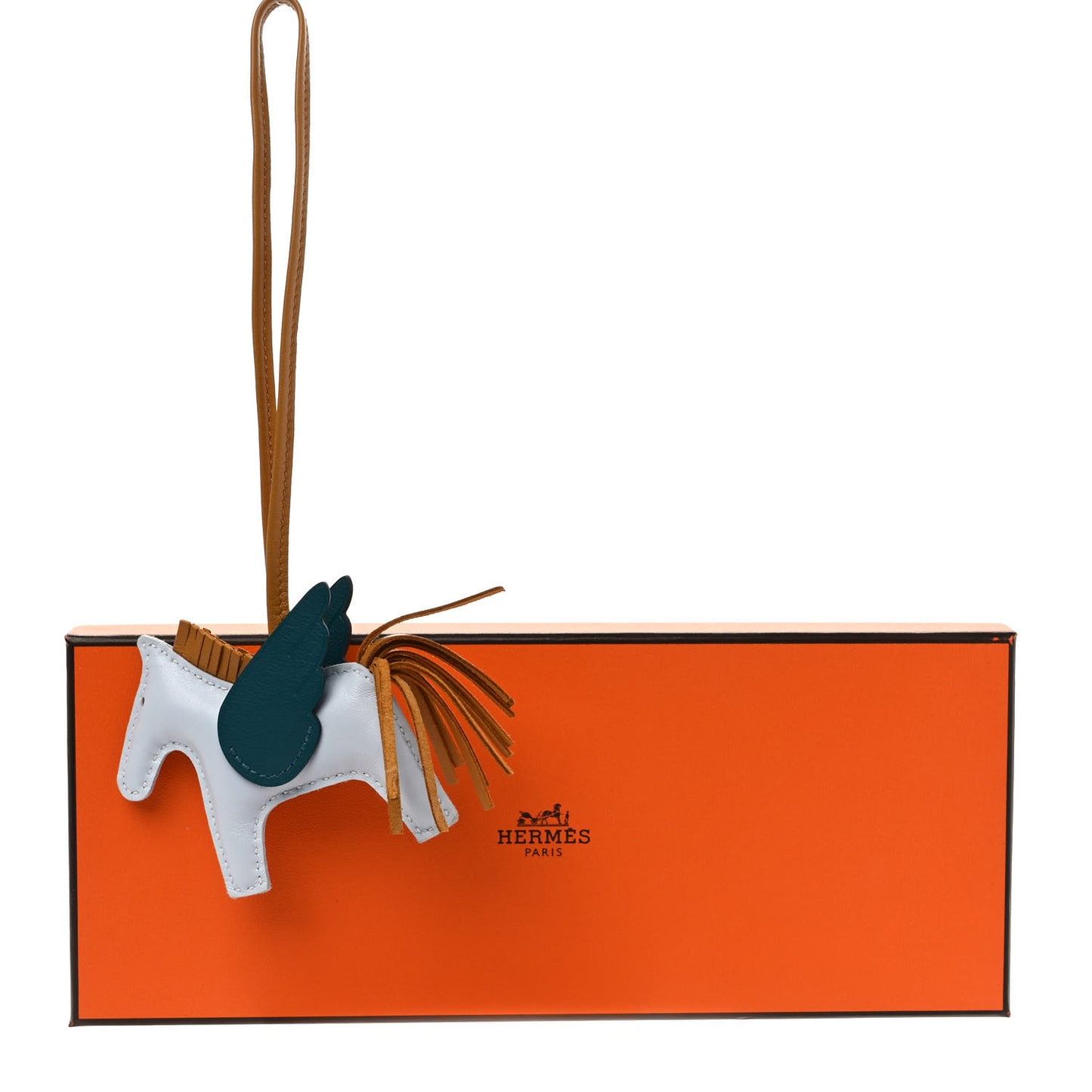 Milo Lambskin Grigri Rodeo Pegase Horse Bag Charm PM Bleu Brume Sesame Vert Bosphore