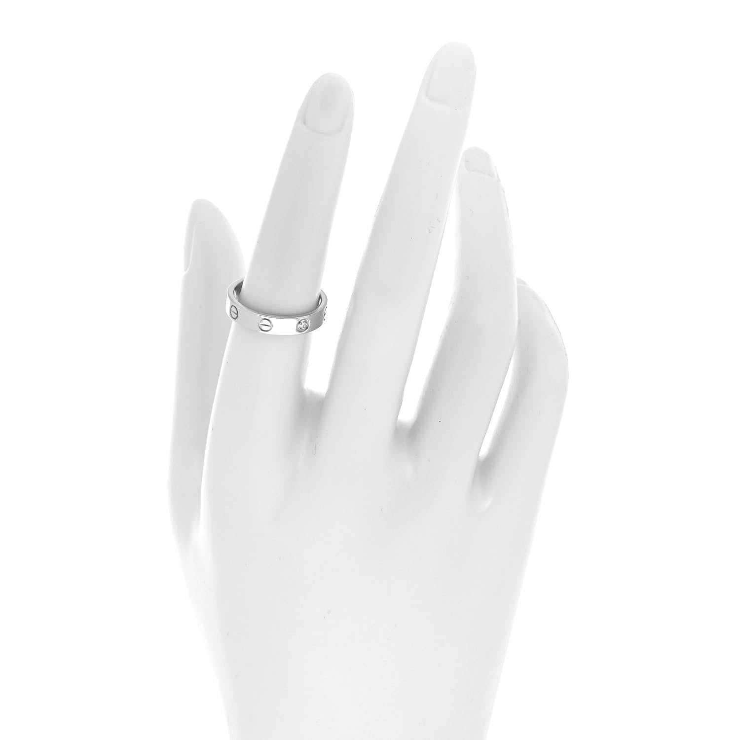 Cartier 18K White Gold Diamond 4mm LOVE Wedding Band Ring 54 7 3 of 8