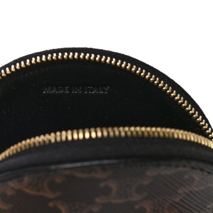 Celine Triomphe Canvas Round Zip Coin Purse 7 of 10