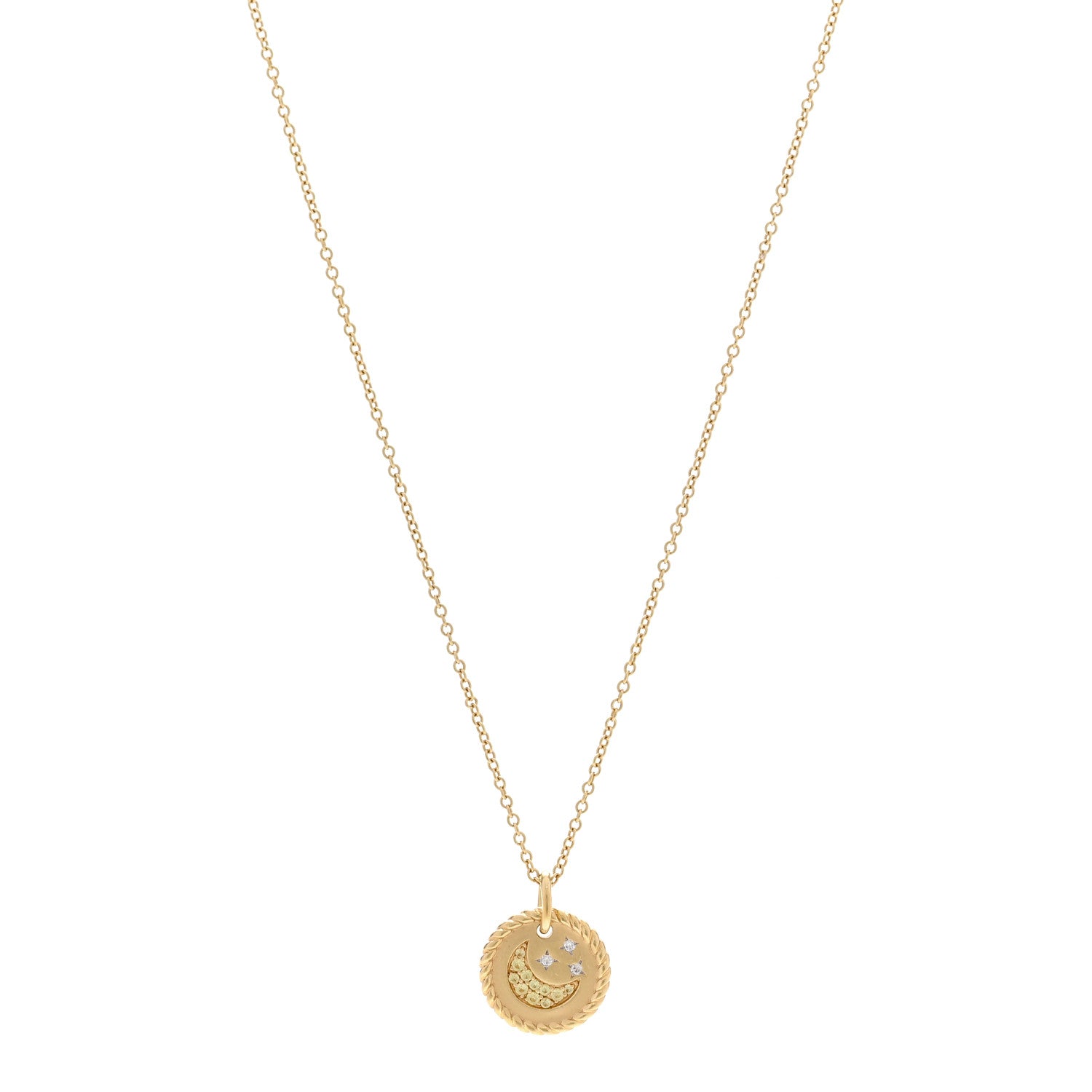 David Yurman 18K Yellow Gold Diamond Yellow Sapphire Cable Collectibles Moon and Stars Pendant Necklace 1 of 6