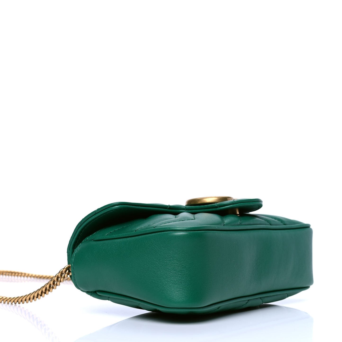 Calfskin Matelasse Super Mini GG Marmont Shoulder Bag Emerald Green