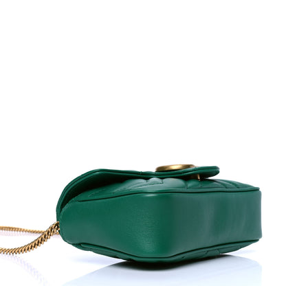 Gucci Calfskin Matelasse Super Mini GG Marmont Shoulder Bag Emerald Green 3 of 4