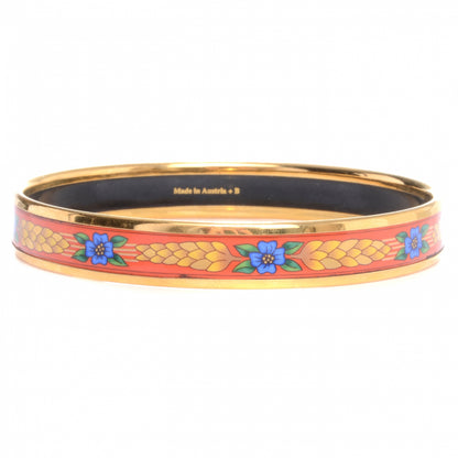 Hermes Narrow Enamel Printed Flowers Bracelet Orange 65 1 of 5