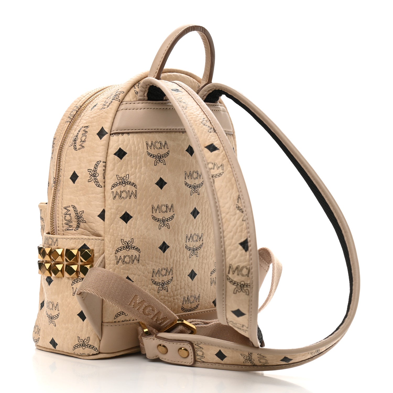 MCM Visetos Side Stud Mini Stark Backpack Beige 3 of 10
