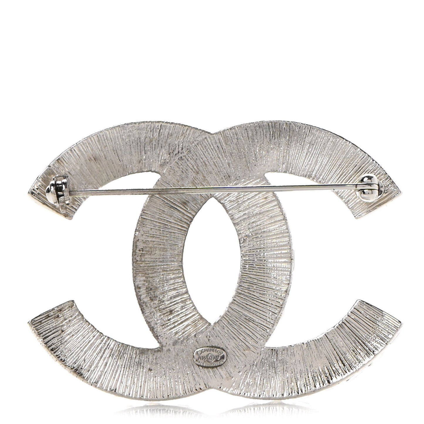 Baguette Crystal CC Brooch Silver