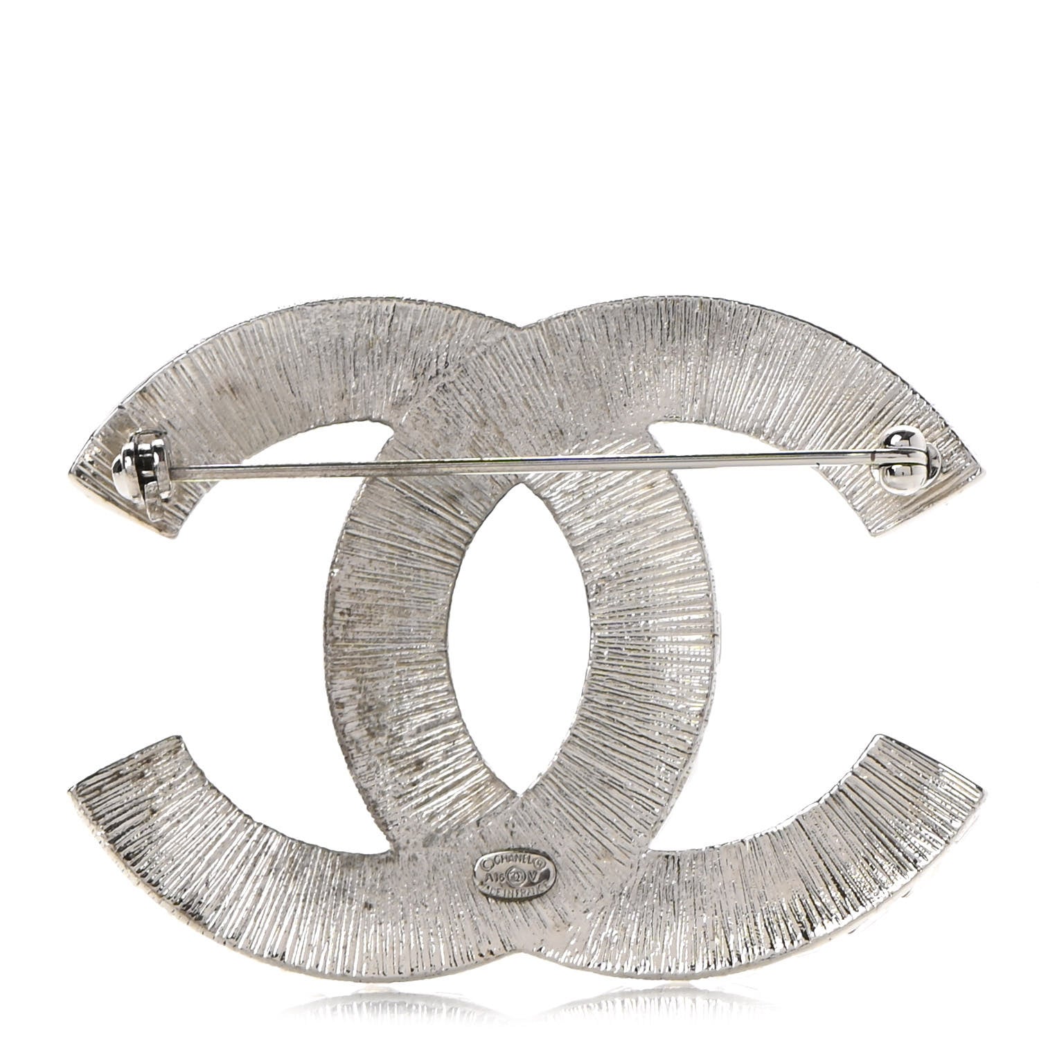 Chanel Baguette Crystal CC Brooch Silver 3 of 7
