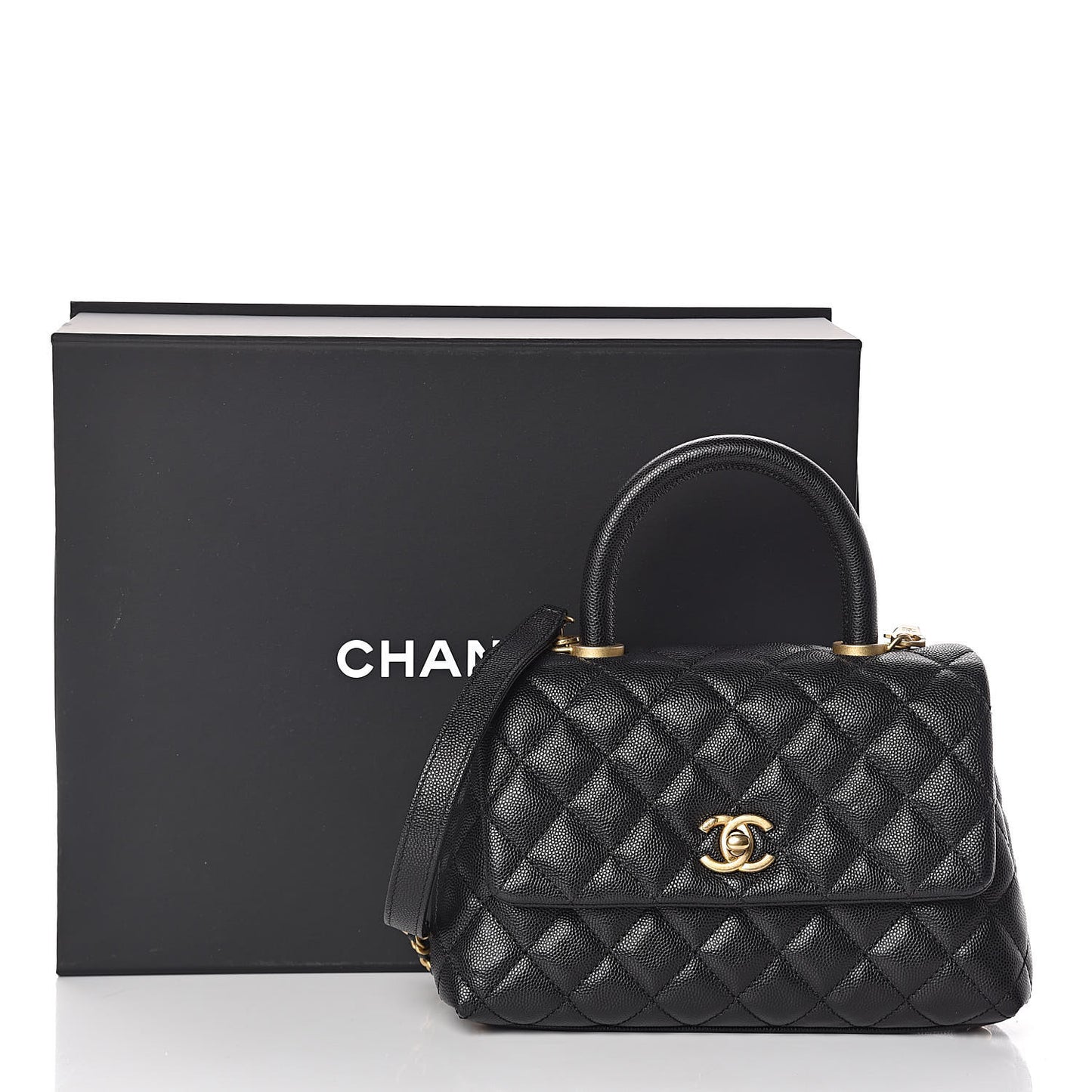 Caviar Quilted Mini Coco Handle Flap Black