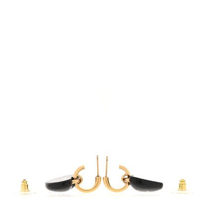 Chanel Resin Crystal CC Heart Drop Earrings Black Gold 3 of 5
