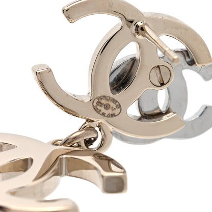 Chanel Crystal Pearl Double CC Drop Earrings Gold Silver 4 of 4