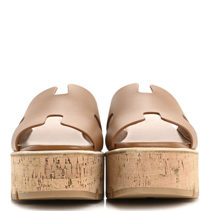 Hermes Calfskin Cork Eze 30 Sandals 38 Gold 3 of 9