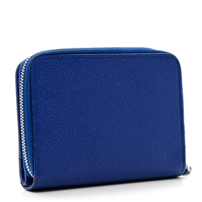 Saint Laurent Grained Calfskin Rive Gauche Compact Zip Around Wallet Royal Blue 3 of 8