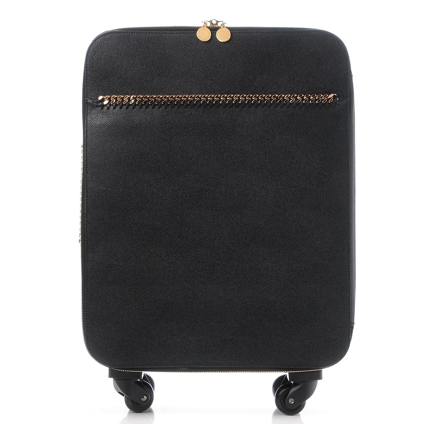 Grainy Vegetarian Leather 4 Wheel Falabella Travel Suitcase Black