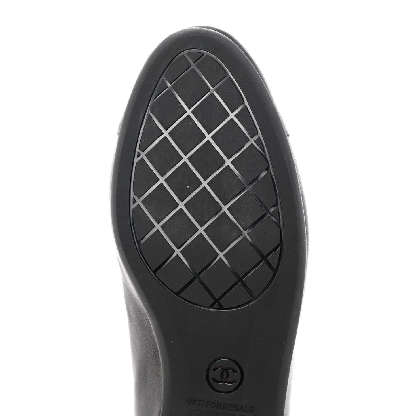Calfskin CC Cap Toe Uniform Ballerina Flats 36 Black