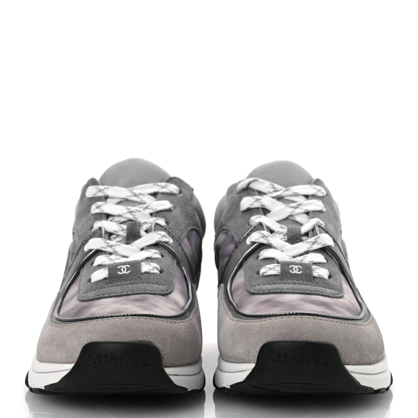 Fabric Suede Calfskin CC Sneakers 40 Dark Grey Grey