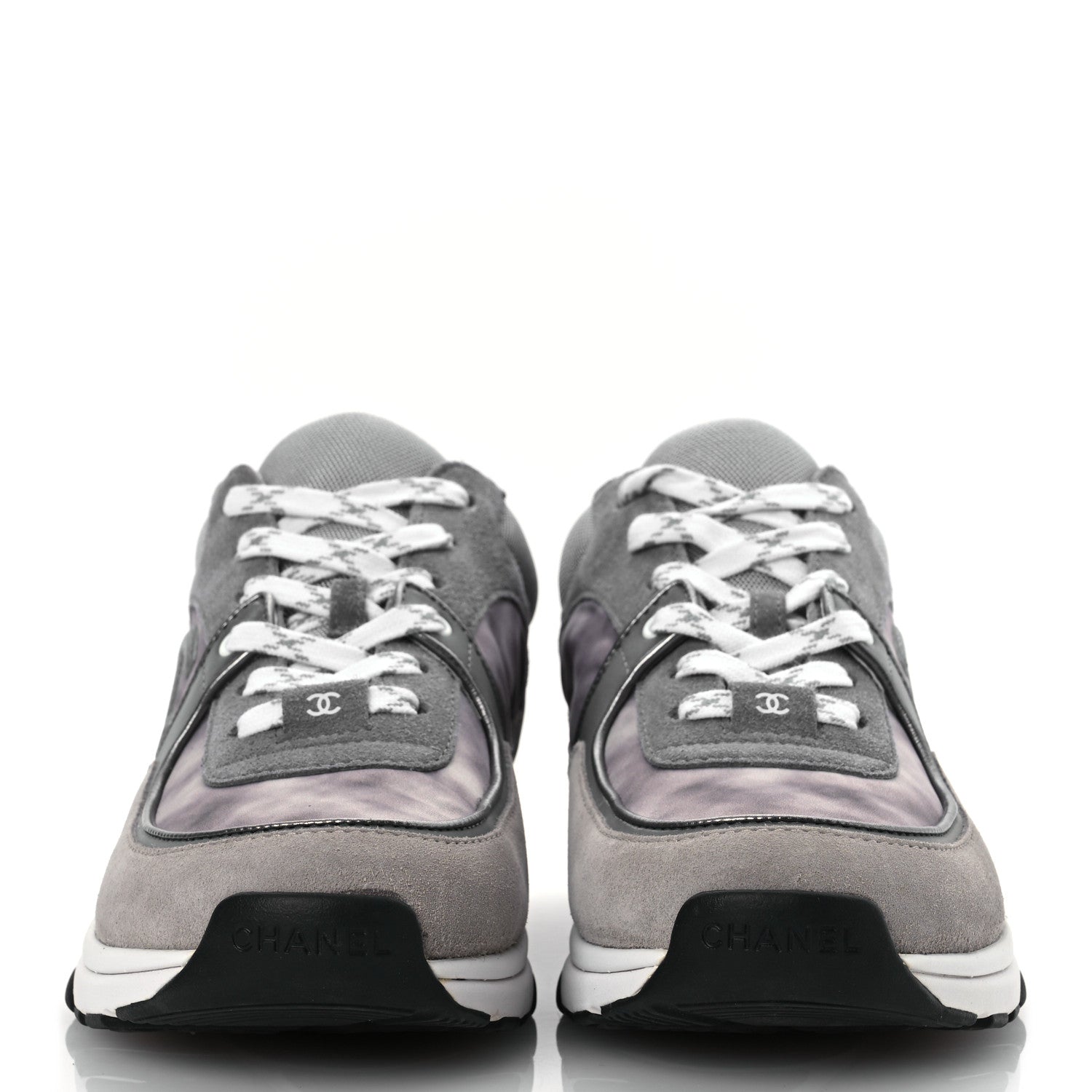 Chanel Fabric Suede Calfskin CC Sneakers 40 Dark Grey Grey 3 of 11