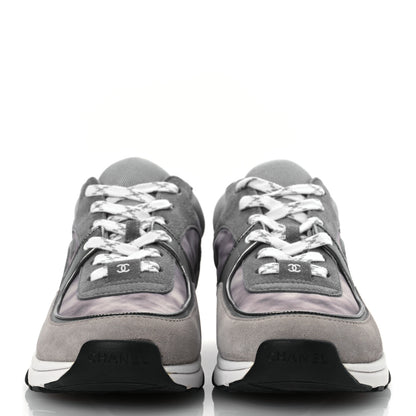 Chanel Fabric Suede Calfskin CC Sneakers 40 Dark Grey Grey 3 of 11