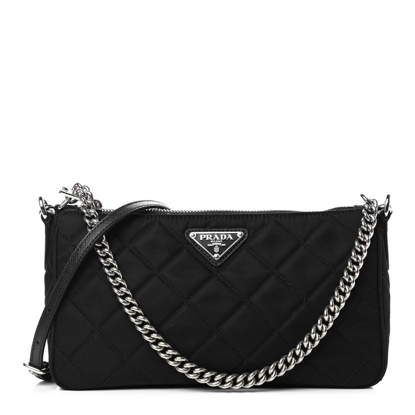 Nylon Tessuto Impuntu Quilted Crossbody Bag Black