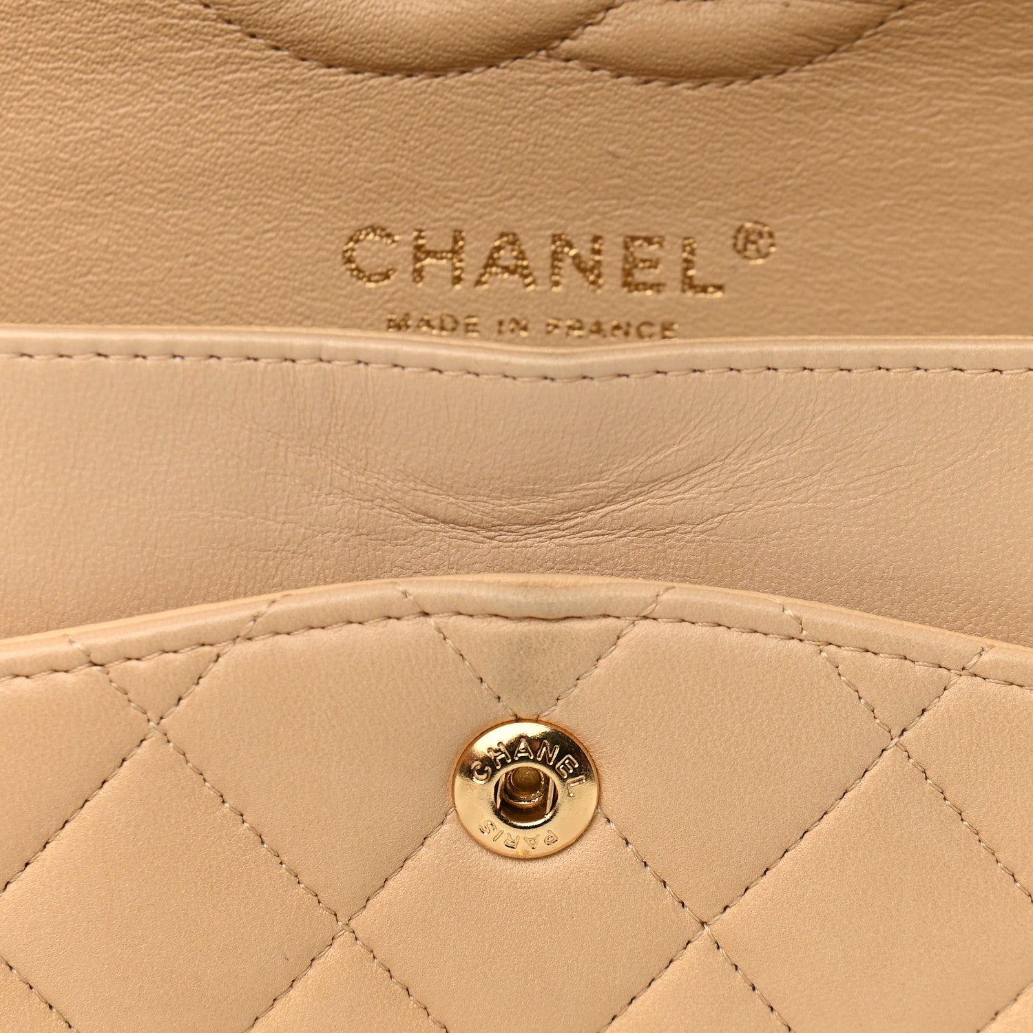 Chanel Lambskin Quilted Medium Double Flap Beige 12 of 14