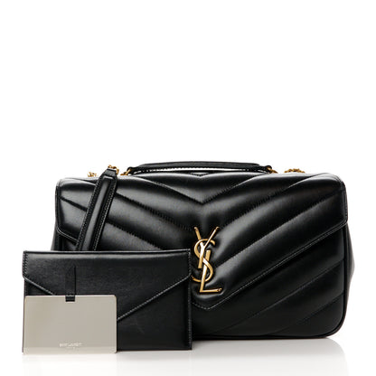 Saint Laurent Lambskin Chevron Quilted Medium Loulou Black 3 of 14