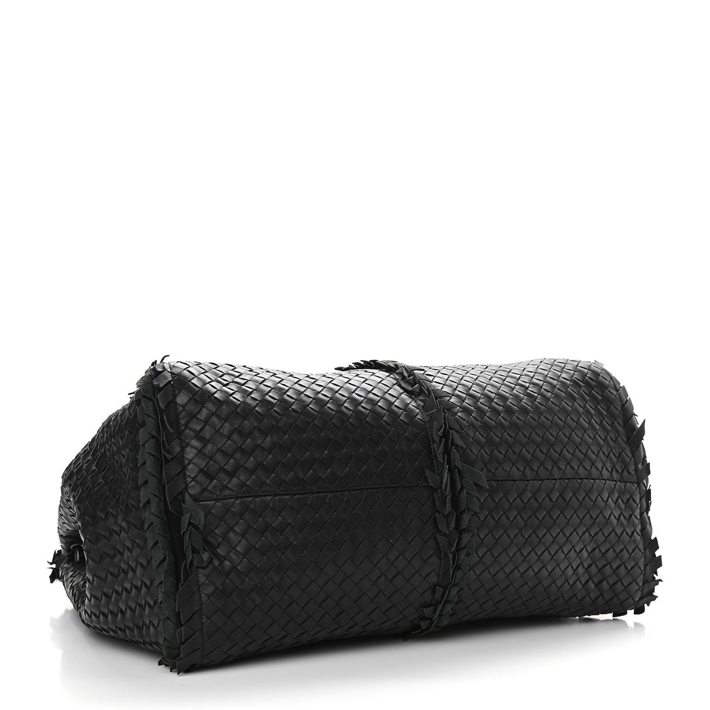 Nappa Intrecciato Large Franges Shoulder Bag Black