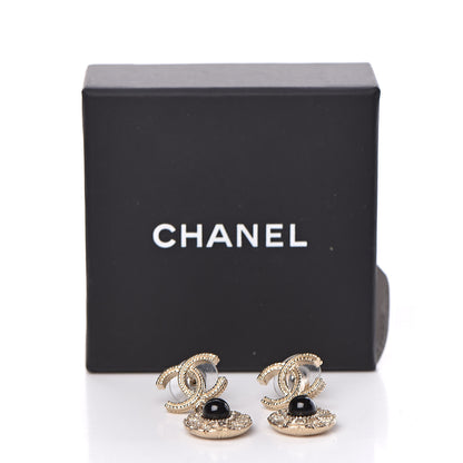 Chanel Bead Camelia CC Drop Earrings Gold Black 5 of 5