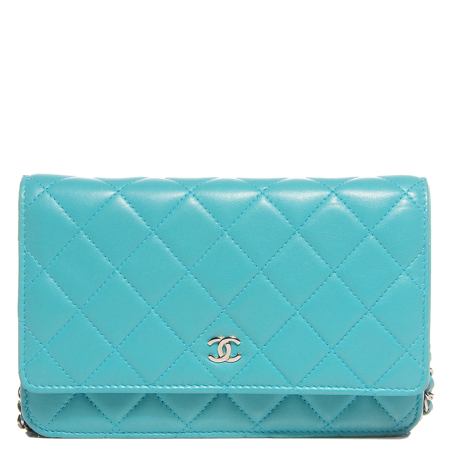 Lambskin Wallet On A Chain WOC Turquoise