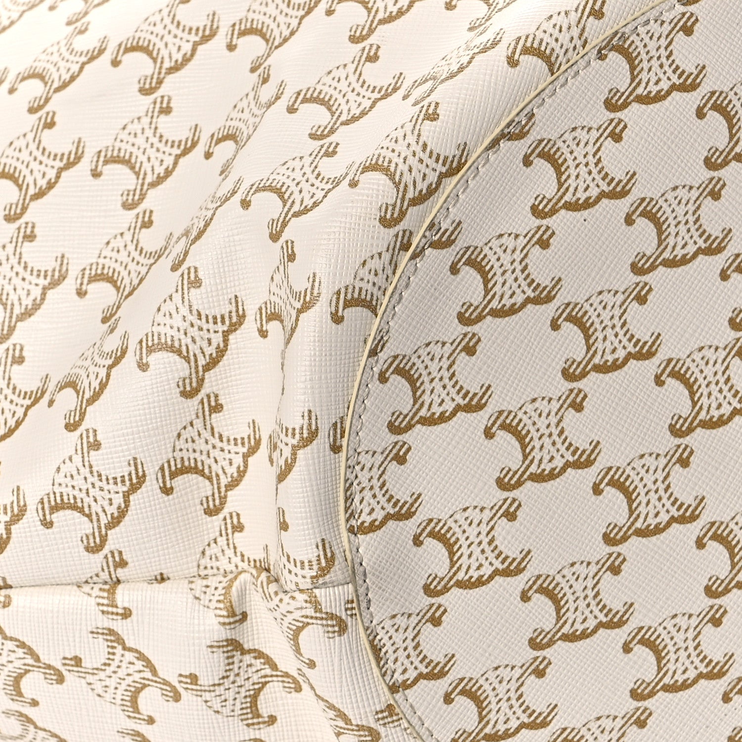Celine Calfskin Canvas Triomphe Large Couffin White 7 of 8