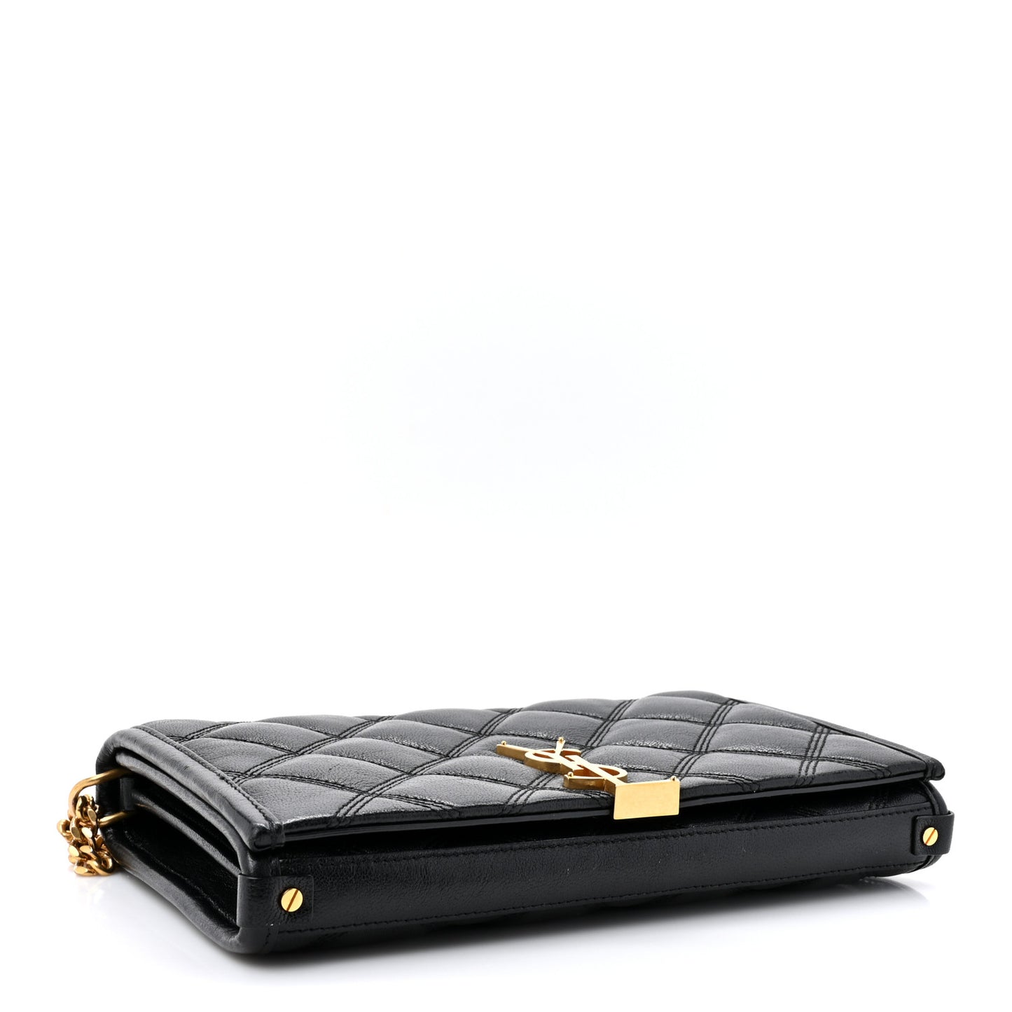Lambskin Diamond Quilted Becky Chain Wallet Black