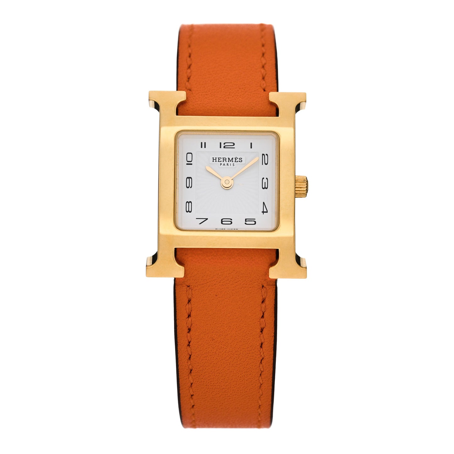 Stainless Steel Swift 21mm Heure H Hour Quartz Watch Orange