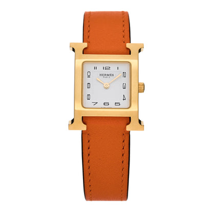 Hermes Stainless Steel Swift 21mm Heure H Hour Quartz Watch Orange 1 of 5