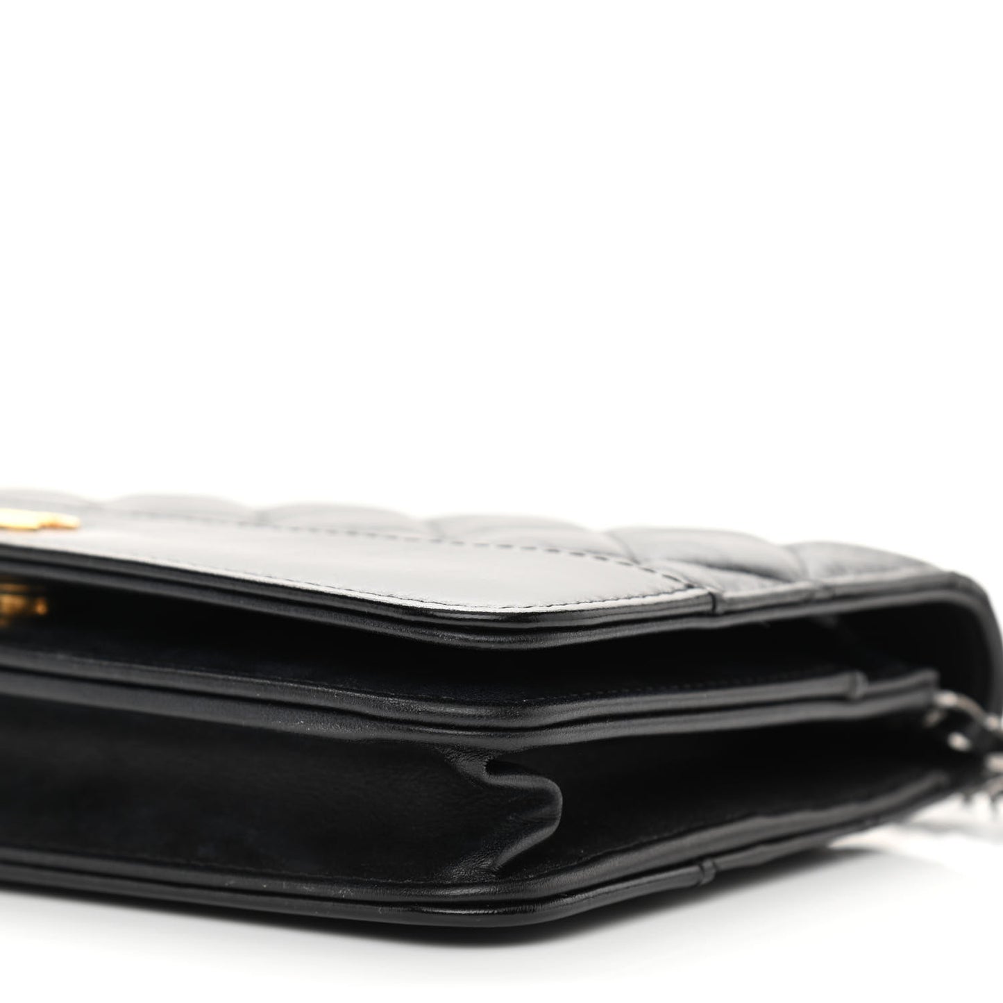 Aged Calfskin Quilted Gabrielle Wallet On Chain WOC Black