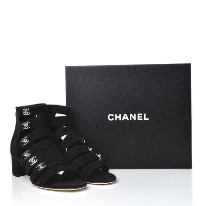 Chanel Kid Suede CC Turnlock Sandals 39.5 Black 9 of 9
