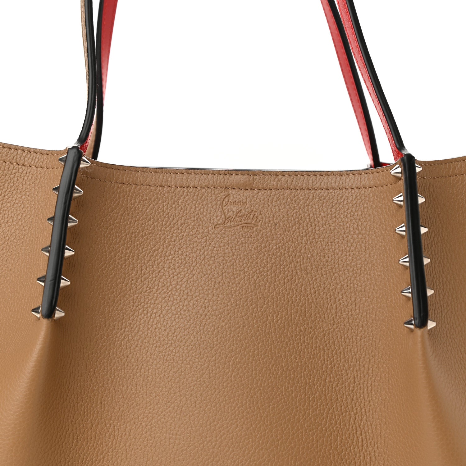 Christian Louboutin Calfskin Large Cabarock Spikes Tote Nude 7 of 9