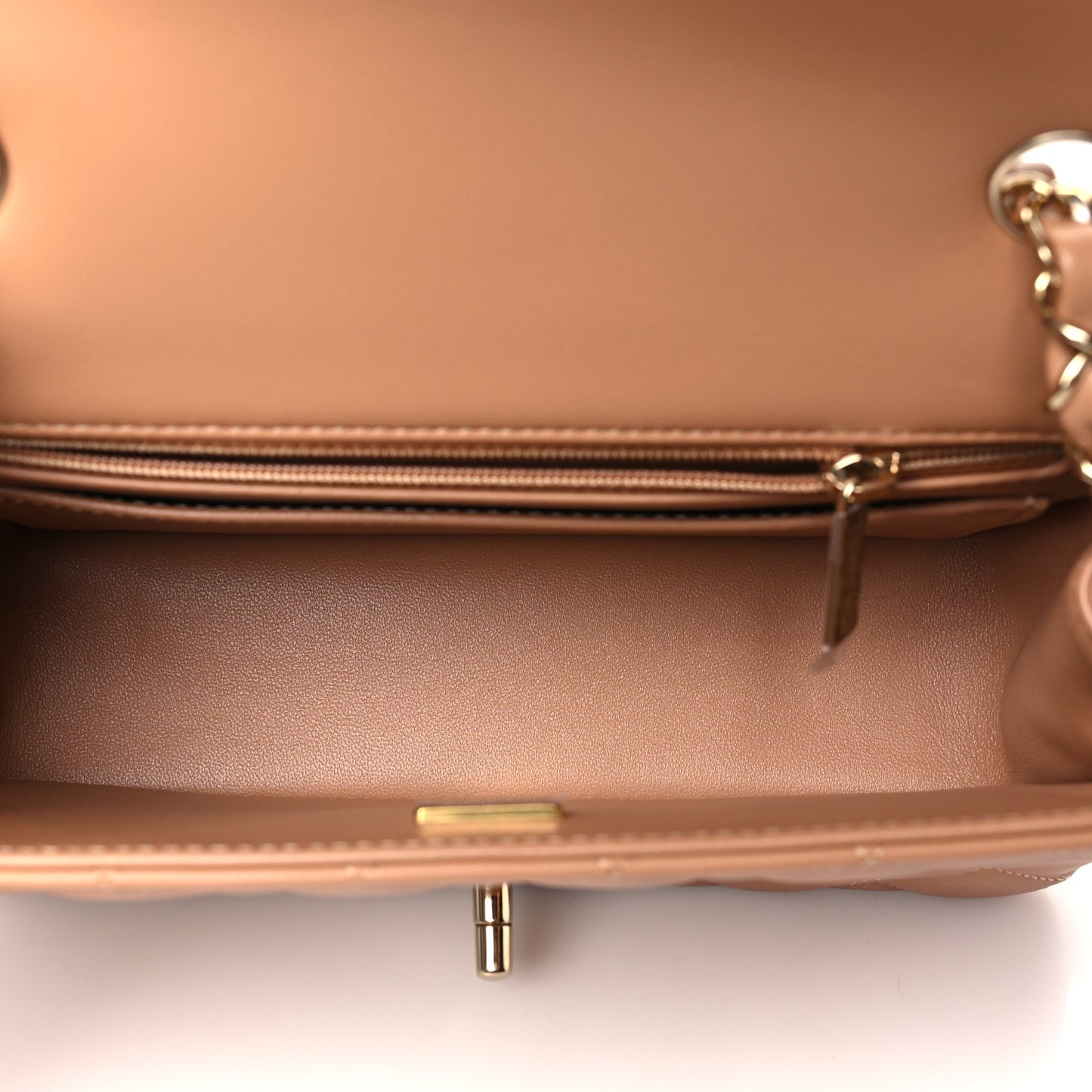 Lambskin Quilted Mini Rectangular Flap Brown