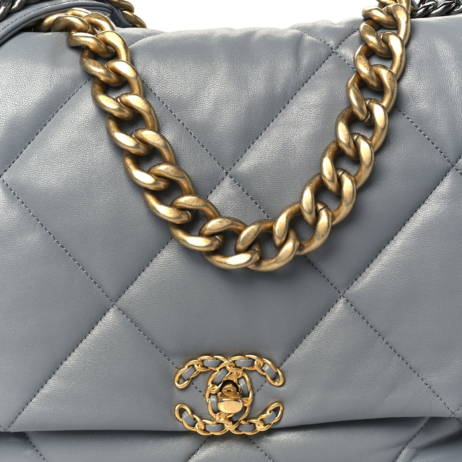 Chanel Goatskin Quilted Maxi Chanel 19 Flap Grey 8 of 10