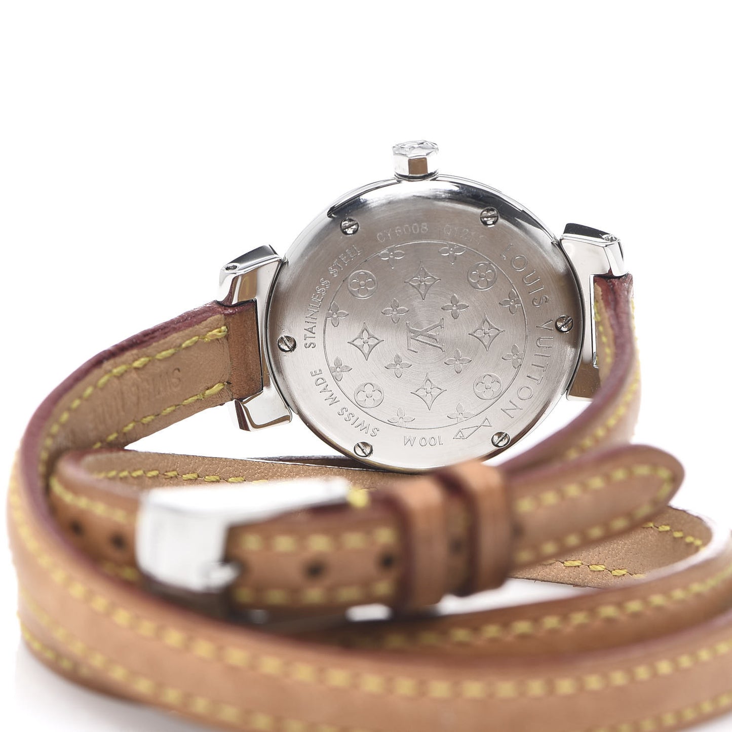 Stainless Steel Vachetta 28mm Tambour Triple Wrap Quartz Watch Brown