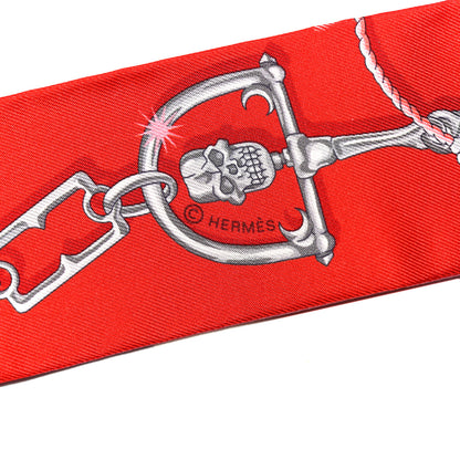 Hermes Silk C'est la Fete Twilly Rose Bonbon Orange 4 of 4