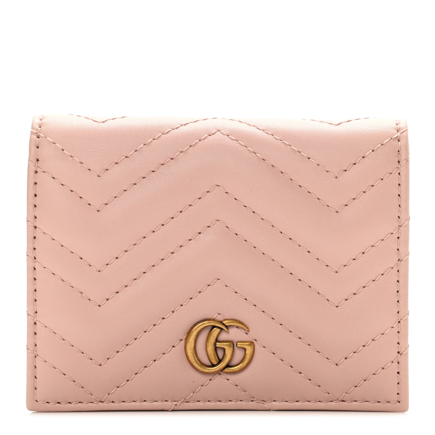 Calfskin Matelasse GG Marmont Card Case Wallet Perfect Pink