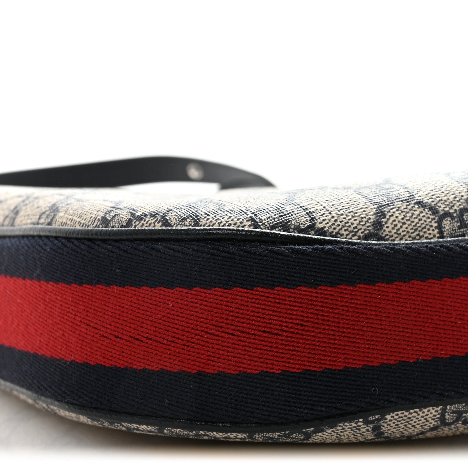 Gucci GG Supreme Monogram Textured Calfskin Web Large Attache Shoulder Bag Beige Blue 8 of 9